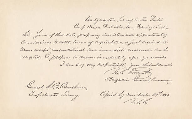 手紙を一般的な us グラント (1862 年)、アメリカ南北戦争、ファクシミリ - symbol president ulysses s grant usa点のイラスト素材／クリップアート素材／マンガ素材／アイコン素材