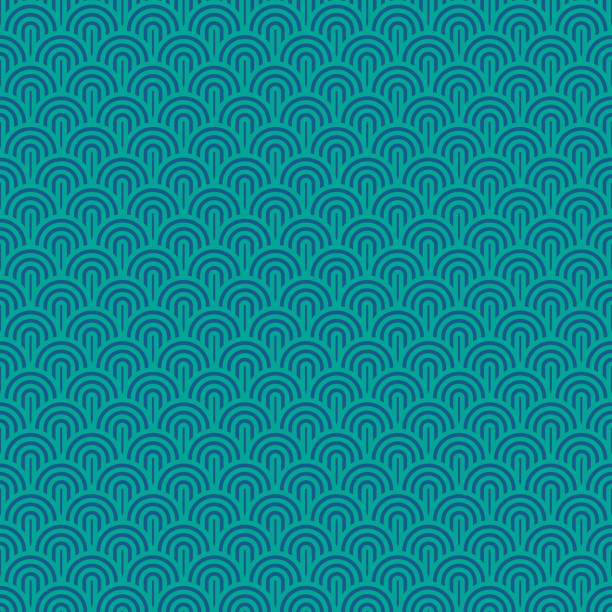 istock Seamless Chinese sea waves pattern, vector turquoise background radio mast Wallpaper with waves, abstract seamless pattern 1086011766
