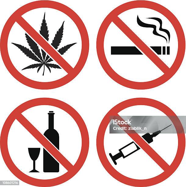 Forbidding Vector Signs Stock Illustration - Download Image Now - Drug Free, Alcohol - Drink, Symbol