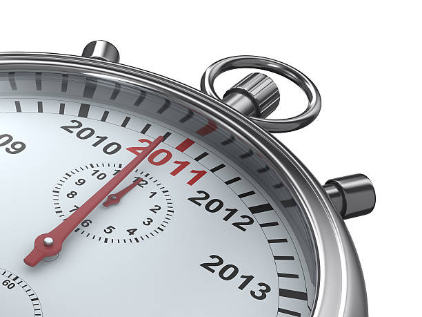 istock year calendar on stopwatch. Isolated 3D image 108601513