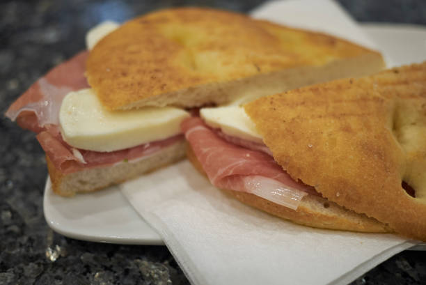 istock Focaccia with parma ham and mozzarella cheese 1086020586