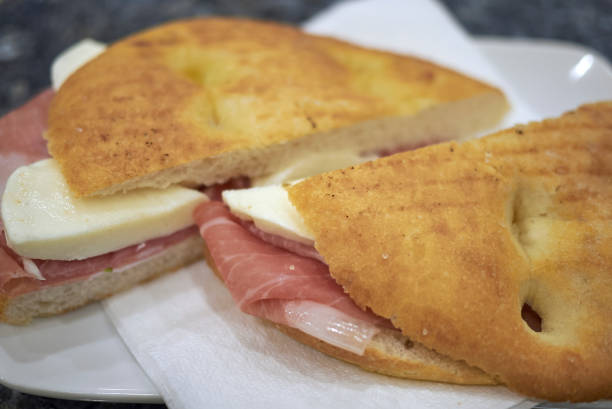 istock Focaccia with parma ham and mozzarella cheese 1086020614
