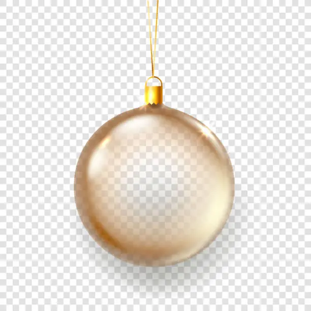 Vector illustration of Shining glass christmas bauble vector illustration isolated on transparent background