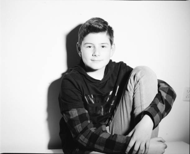 High Contrast Black and White of Childs Expression