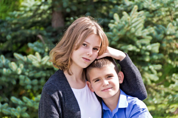 istock Brother and sister in summer 1086034072