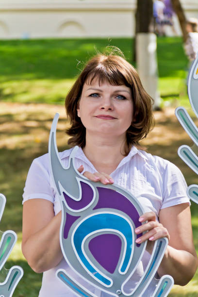 istock Woman in white with blue eyes 1086034666