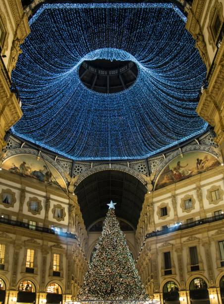 Christmas tree in Vittorio Emanuele II Galleria, Milan, Italy