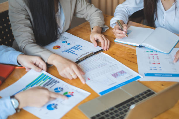 istock Work together three businessowman working teamwork process in office.business people concept. 1086040956