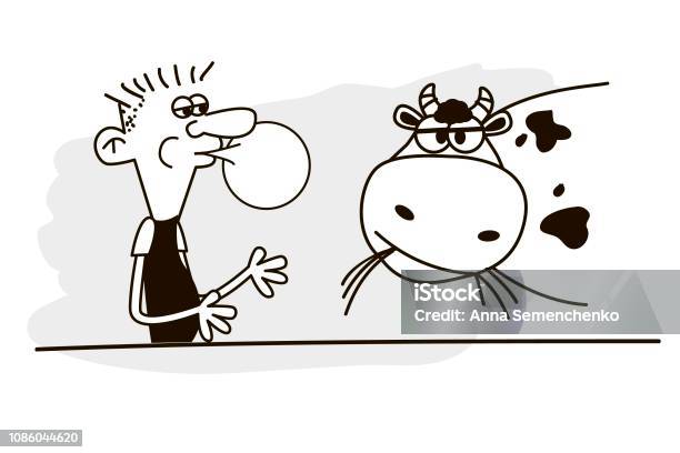 Man And Cow Vector Stock Illustration - Download Image Now - Cow, Sadness,  Bubble - iStock