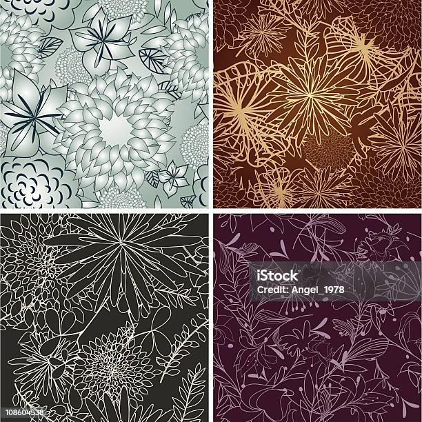 Seamless Floral Patterns Set Stock Illustration - Download Image Now - 20th Century, Abstract, Art