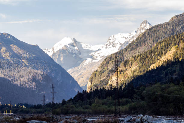 istock Mountain fast River amidst the big mountains 1086051104