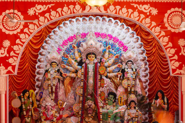 istock A View Of Durga Idiol In Decorated Puja Pandal 1086053940