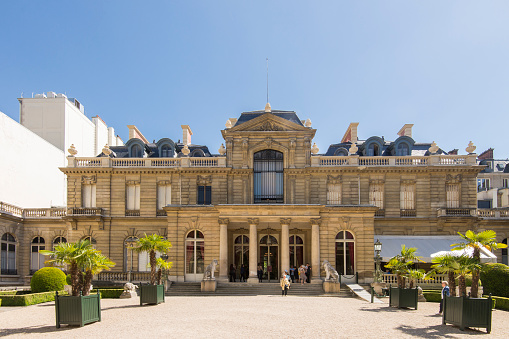 People visiting the backyard of the Jacquemart-André Museum at Paris city, France.