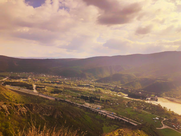 istock Beautiful view from Jvari Monastery to town of Mtskheta 1086056168