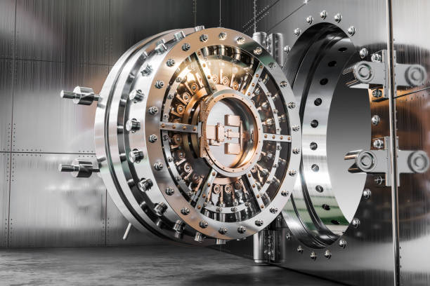 istock Vault bank door. 3d concept. 1086056180