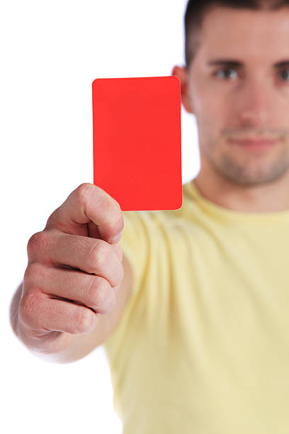 istock Young man showing a red card 108605670