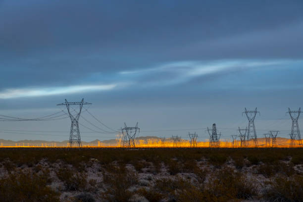 istock High Voltage Pylons on desert landscape 1086062352