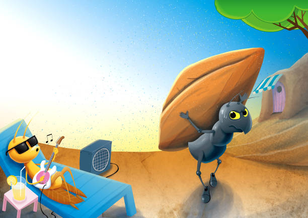 ilustrações, clipart, desenhos animados e ícones de ilustração da formiga e do cidad�ã - ladybug insect white isolated