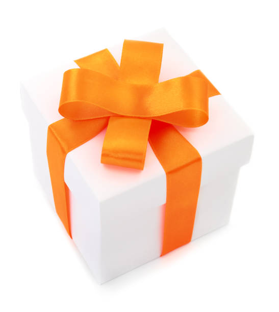 istock White gift box with yellow ribbon 1086064422