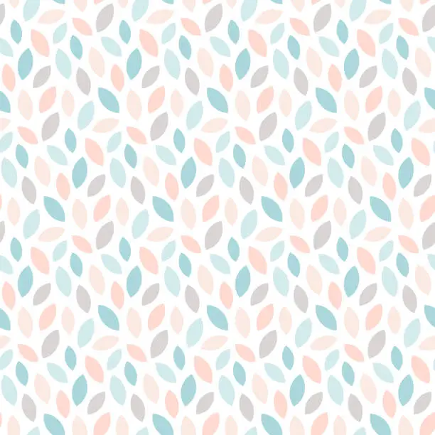 Vector illustration of Abstract floral seamless pattern with leaves.  Scandinavian style geometric print in pastel colors. Vector wallpaper.
