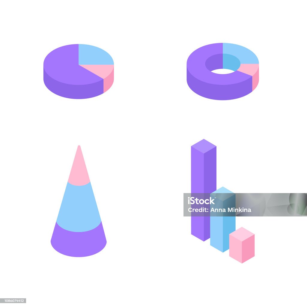 Isometric Graph Figure Isometric Graphs And Pie Charts Stock Illustration - Download Image Now ...