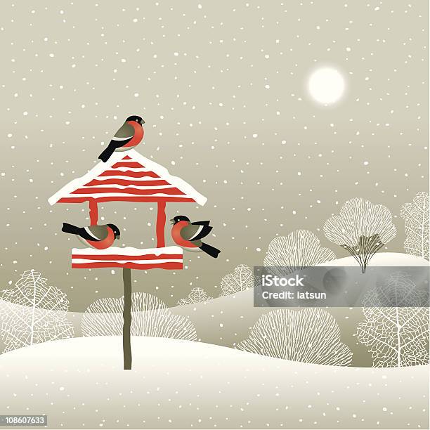 Birdfeeder In Winter Forest Stock Illustration - Download Image Now - Bird Feeder, Vector, Drawing - Art Product