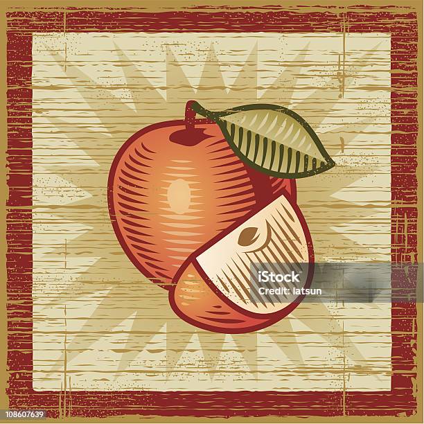 Ретро Apple — стоковая векторная графика и другие изображения на тему Яблоко - Яблоко, Гравюра на дереве, Старомодный