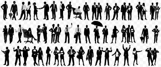 Detailed Business People Silhouette isolated Detailed Business People Silhouette isolated shadow team business business person stock illustrations