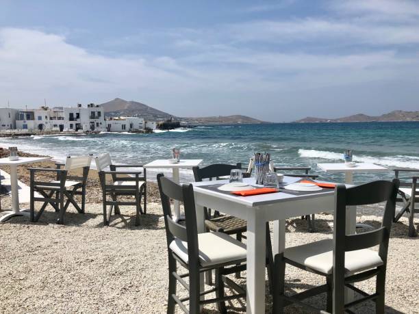 istock Chairs And Tables At Beach Against Sky 1086081616