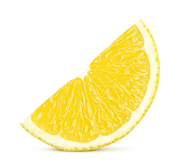 lemon slice, clipping path, isolated on white background full depth of field