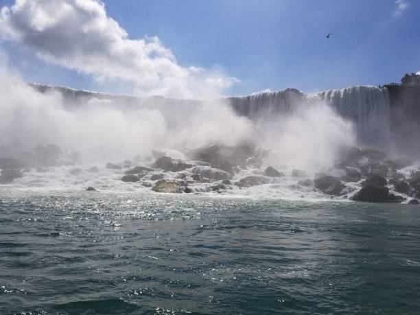 istock Niagara Falls with heavy mist over large rocks 1086081806