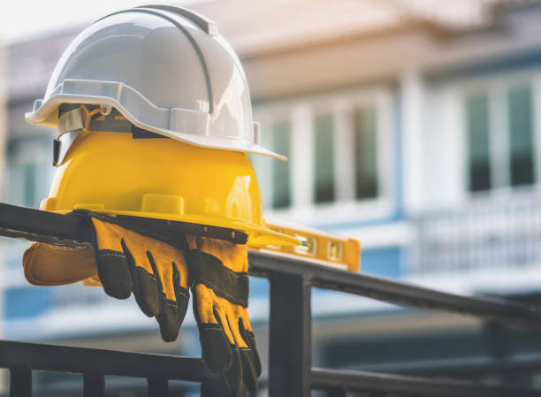 istock Close-Up Of Helmets On Railing Against Building 1086084530