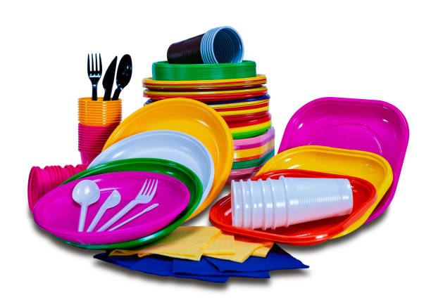 istock Plastic disposable tableware and plates cutlery picnic 1086084770