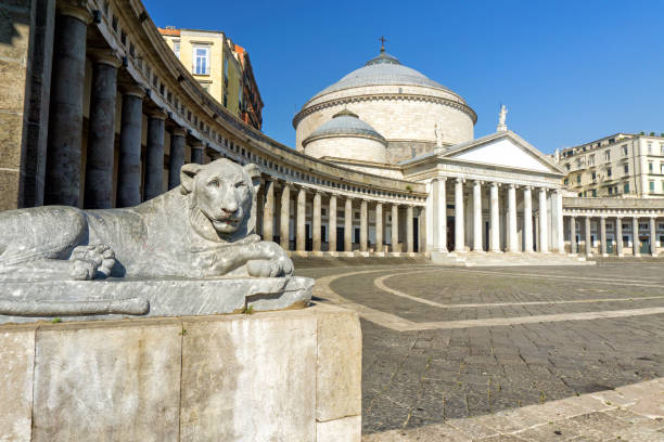 Piazza del Plebiscito in Naples View of Piazza del Plebiscito, Naples, Italy piazza plebiscito stock pictures, royalty-free photos & images