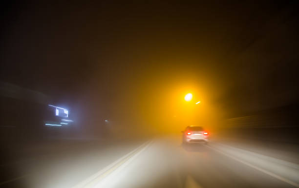 istock Foggy traffic view in winter 1086089820