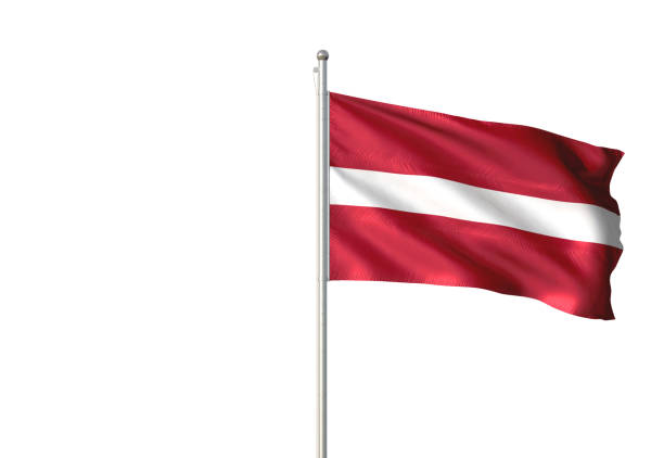 flaga łotwy macha izolowane na białym tle - latvia flag zdjęcia i obrazy z banku zdjęć