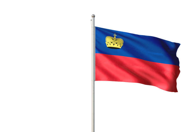 istock Liechtenstein flag waving isolated on white background 1086094780