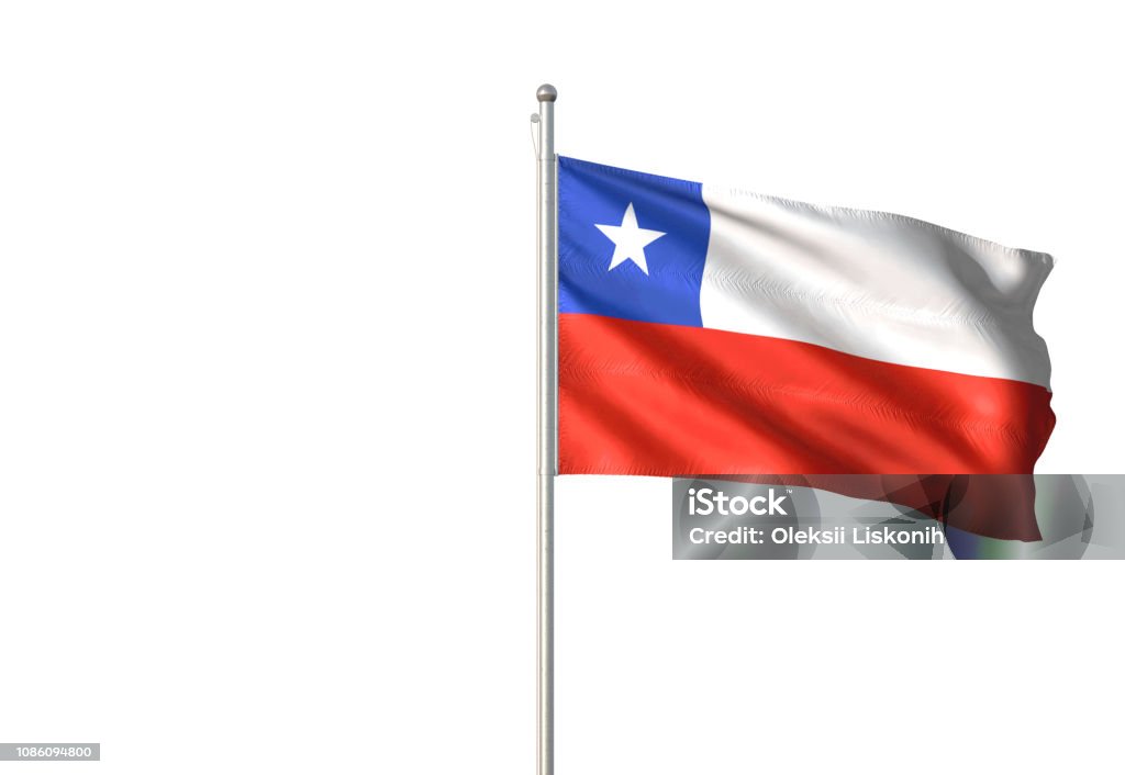 Bandeira do Chile acenando isolado no fundo branco - Foto de stock de Acenar royalty-free