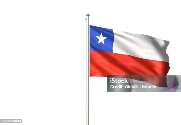 Foto de Bandeira Do Chile Acenando Isolado No Fundo Branco e mais fotos de stock de Acenar - Acenar, Bandeira, Bandeira Chilena