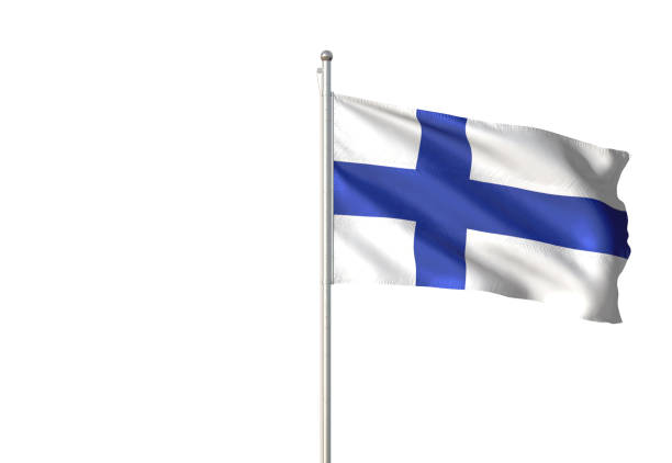 istock Finland flag waving isolated on white background 1086094874