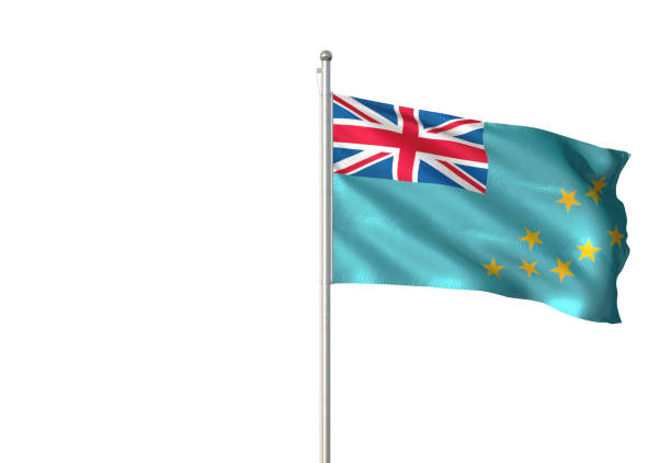 istock Tuvalu flag waving isolated on white background 1086096604