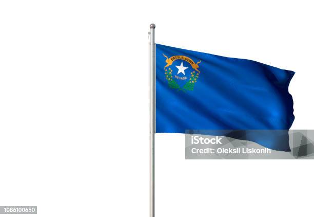 Nevada State Of United States Flag Waving Isolated On White Background Stock Photo - Download Image Now