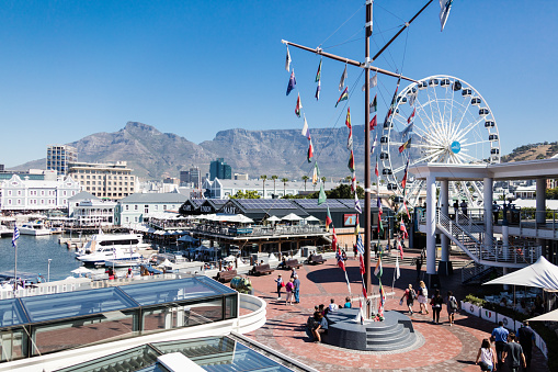 The famous Waterfront in Cape Town, South Africa, with table mountain
