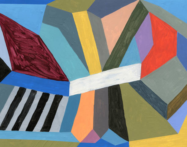 Geometric shapes painted abstract background vector art illustration