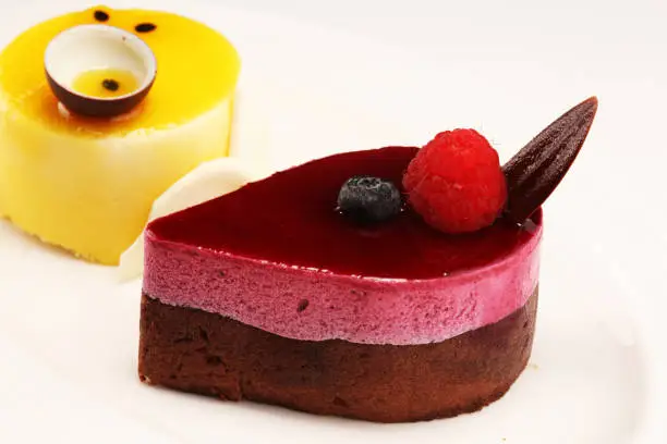 Delicious raspberry cake with fresh raspberries, blueberry and lemon cake.  confiserie cake cuisine