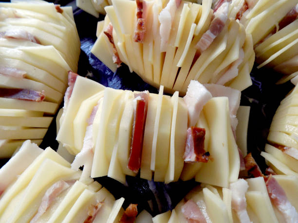 istock Potatoes, stuffed with bacon and cheese, is ready for baking 1086112874