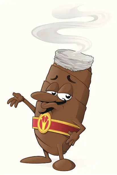 Vector illustration of cartoon cigar character