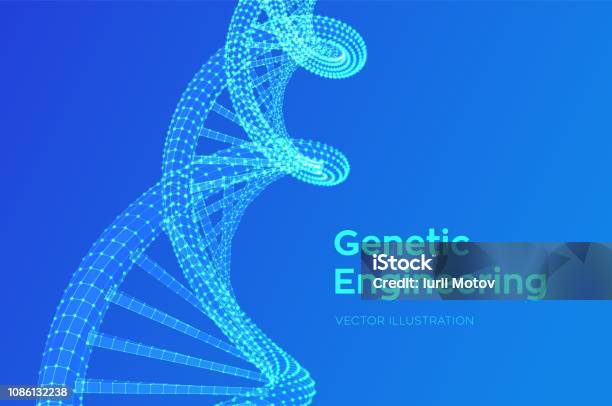 Editable Dna Structure Dna Sequence Wireframe Dna Molecules Structure Mesh Dna Code Editable ...