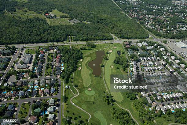 Golf And Homes Aerial Stock Photo - Download Image Now - Housing Development, Quebec, Aerial View