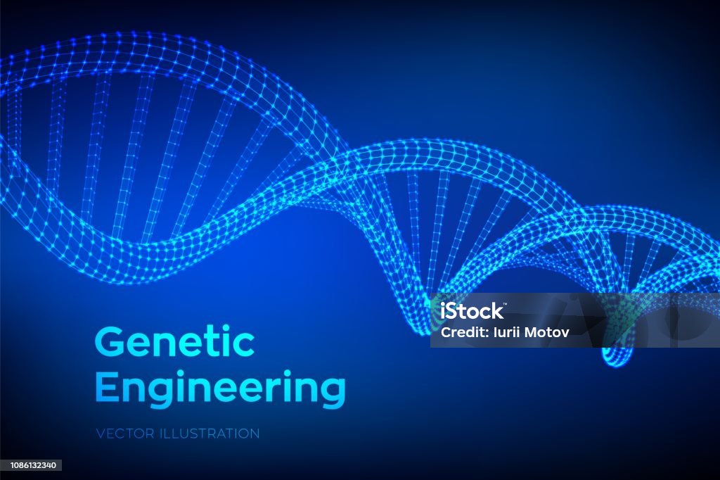 Dna Sequence Wireframe Dna Molecules Structure Mesh Dna Code Editable